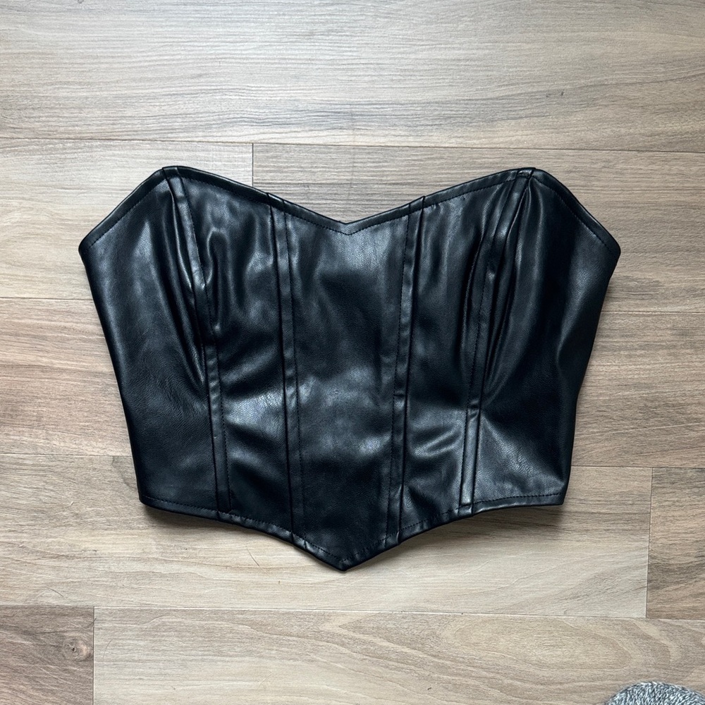 Princess Polly Black Faux Leather Bustier